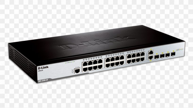 Gigabit Ethernet Stackable Switch Small Form-factor Pluggable Transceiver Network Switch D-Link, PNG, 1664x936px, Gigabit Ethernet, Computer Network, Dlink, Electronic Device, Electronics Accessory Download Free