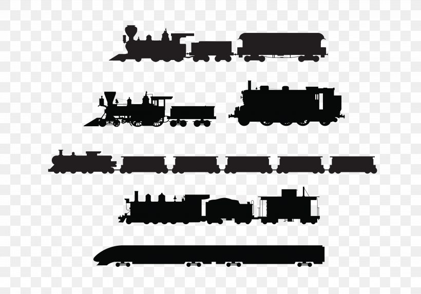 Train Rail Transport Silhouette Locomotive, PNG, 5833x4083px, Train, Black, Black And White, Brand, Games Download Free