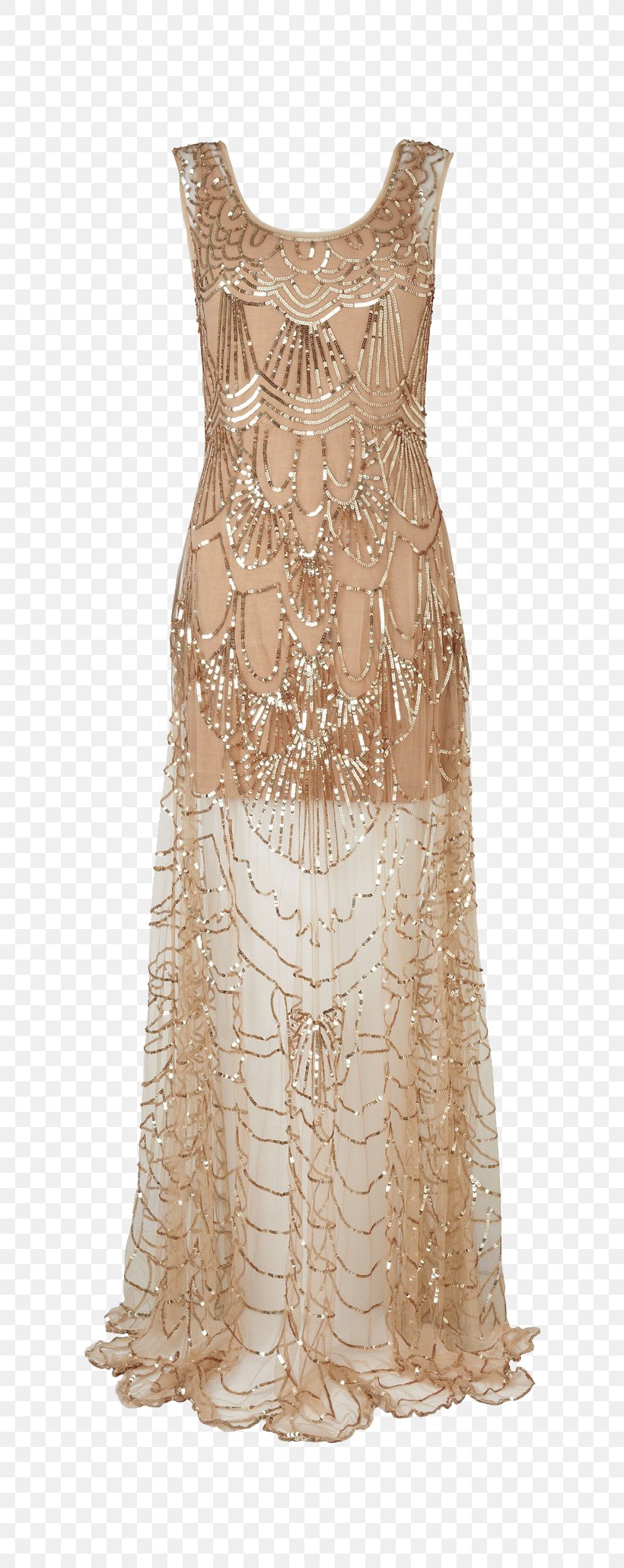 1920s Flapper Dress Fashion Gown, PNG, 600x2059px, Flapper, Art Deco, Beige, Bridal Party Dress, Chiffon Download Free