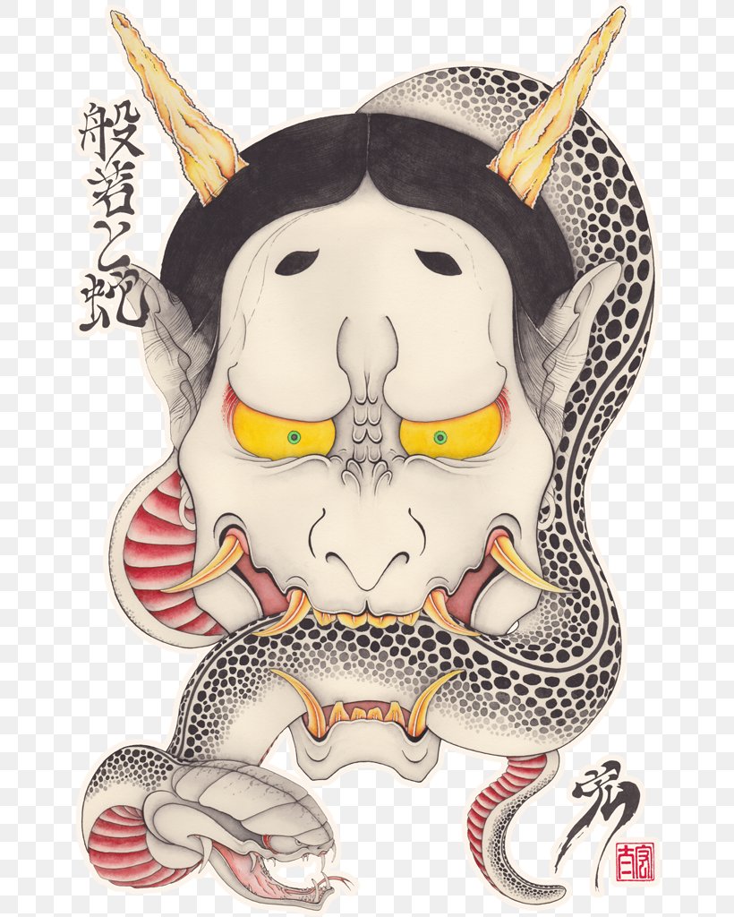 Kijo Snake Hannya Tattoo Mask, PNG, 660x1024px, Kijo, Blackandgray, Demon, Fictional Character, Hannya Download Free