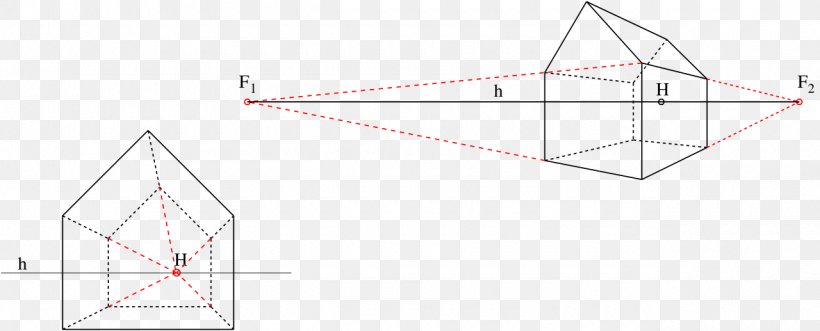 Triangle Vanishing Point Geometry Graphical Projection, PNG, 1280x517px, Triangle, Architectural Drawing, Area, Axonometry, Cavalier Perspective Download Free