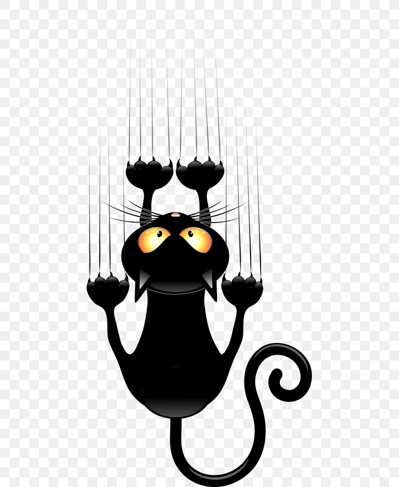 Black Cat Kitten Cartoon Clip Art, PNG, 463x1000px, Cat, Black And White, Black Cat, Cartoon, Cat Like Mammal Download Free