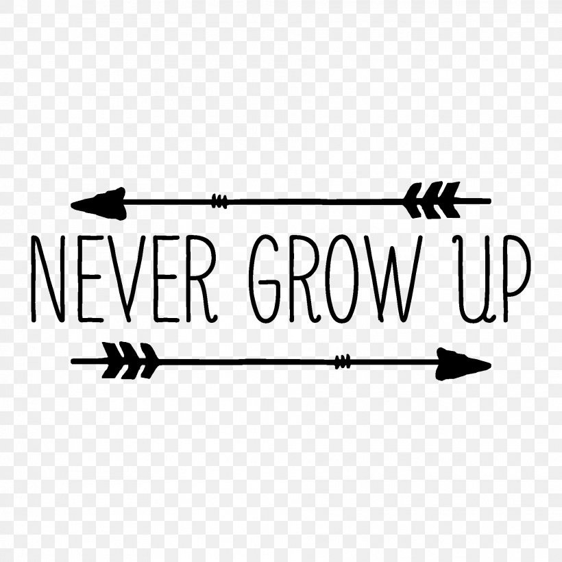 Never Grow Up T-shirt Peeter Paan Decal, PNG, 1875x1875px, Never Grow Up, Area, Black, Black And White, Brand Download Free