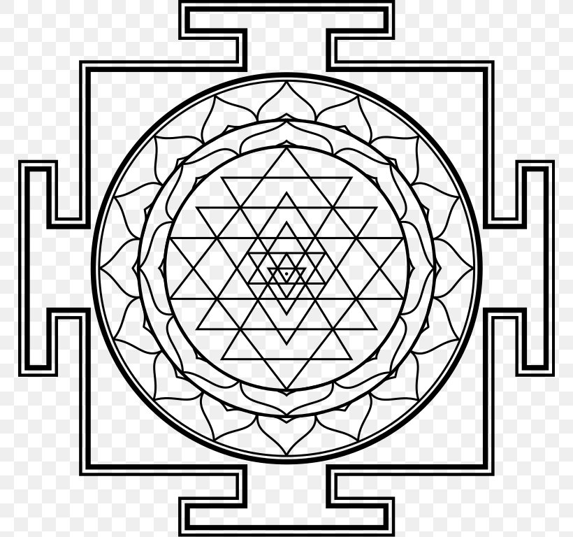 Sri Yantra Shiva Mandala, PNG, 768x768px, Sri Yantra, Area, Bindu, Black And White, Chakra Download Free