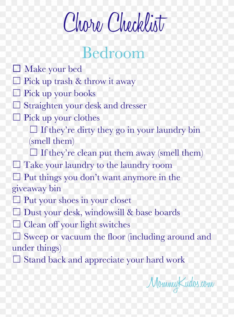 Bedroom Spring Cleaning Adolescence, PNG, 2076x2810px, Bedroom, Adolescence, Area, Blue, Checklist Download Free