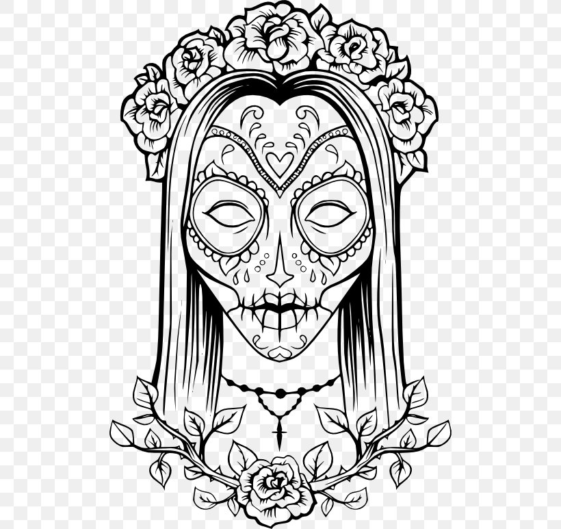 Calavera Coloring Book Day Of The Dead Adult Skull, PNG, 500x773px, Watercolor, Cartoon, Flower, Frame, Heart Download Free