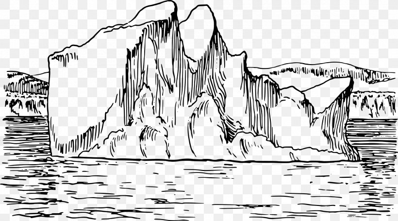 Iceberg Drawing Clip Art, PNG, 2400x1334px, Iceberg, Art, Artwork, Black And White, Boat Download Free