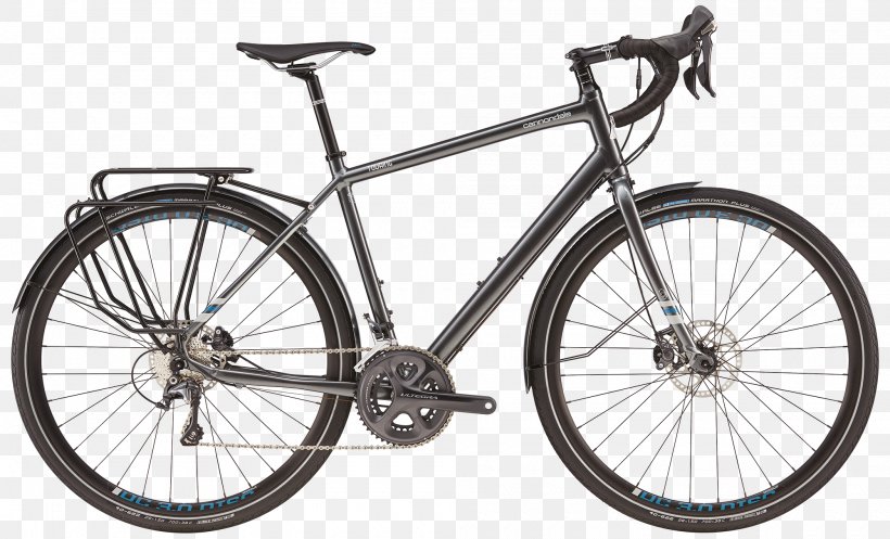 Touring Bicycle Cannondale Bicycle Corporation Cycling Racing Bicycle, PNG, 2000x1214px, Touring Bicycle, Bicycle, Bicycle Accessory, Bicycle Drivetrain Part, Bicycle Frame Download Free