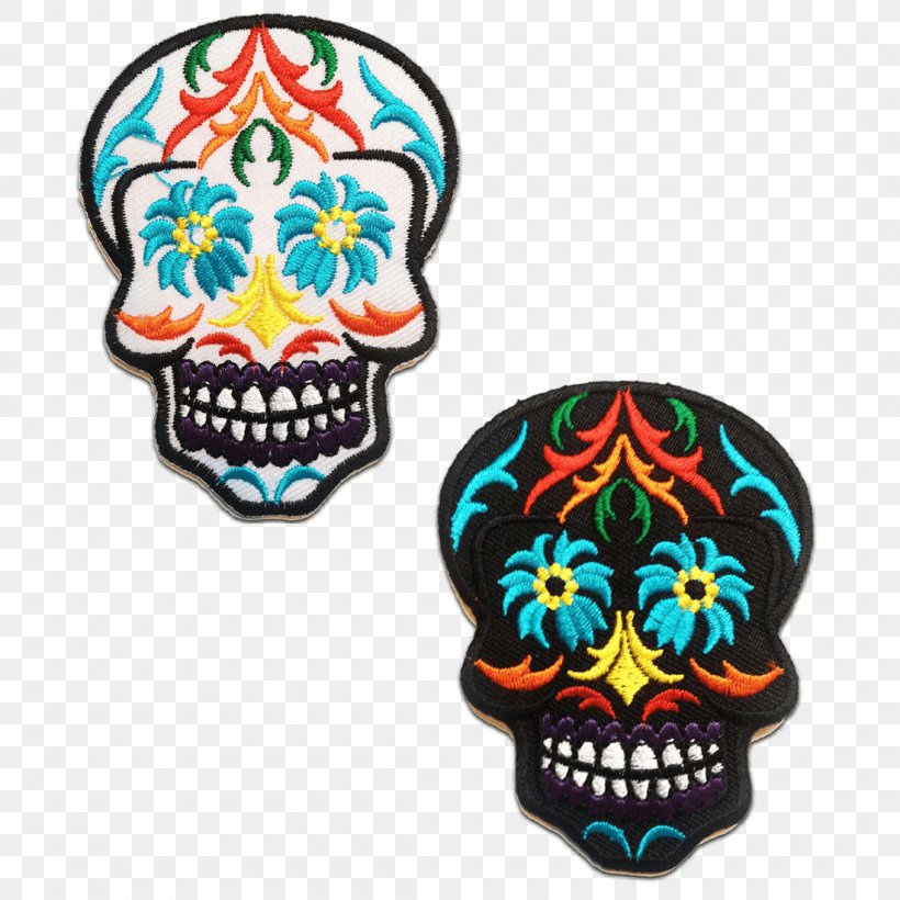 Skull Embroidered Patch Iron-on Embroidery, PNG, 1100x1100px, Skull, Applique, Biker, Black, Body Jewelry Download Free