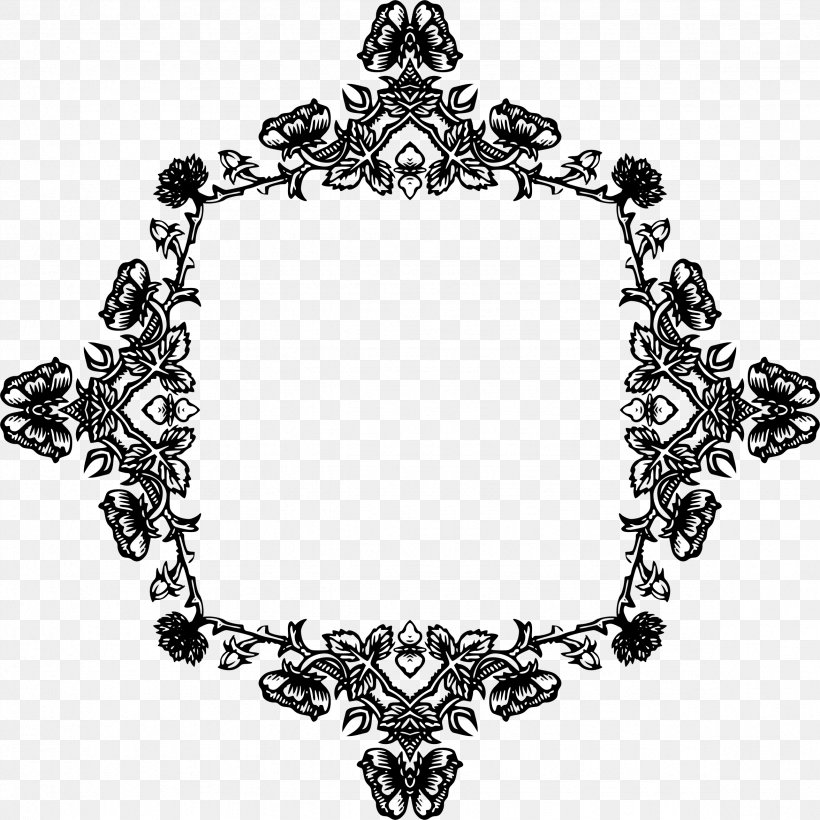 Clip Art, PNG, 2352x2352px, Picture Frames, Black And White, Body Jewelry, Decorative Arts, Ink Download Free