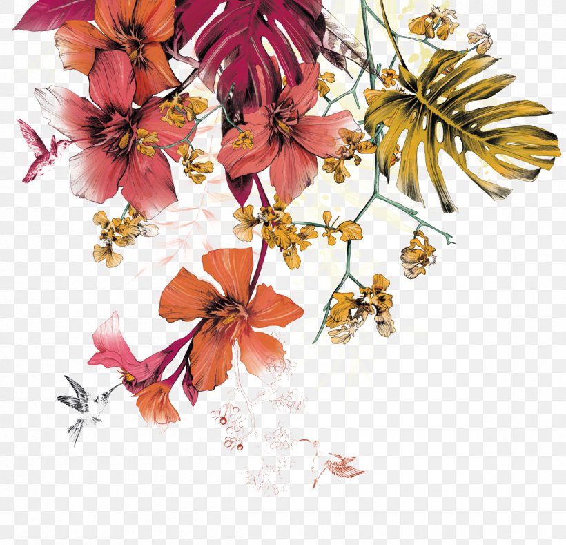 Floral Design Flower Watercolor Painting Mural Illustration, PNG, 1200x1156px, Floral Design, Blossom, Cherry Blossom, Cut Flowers, Decorative Arts Download Free