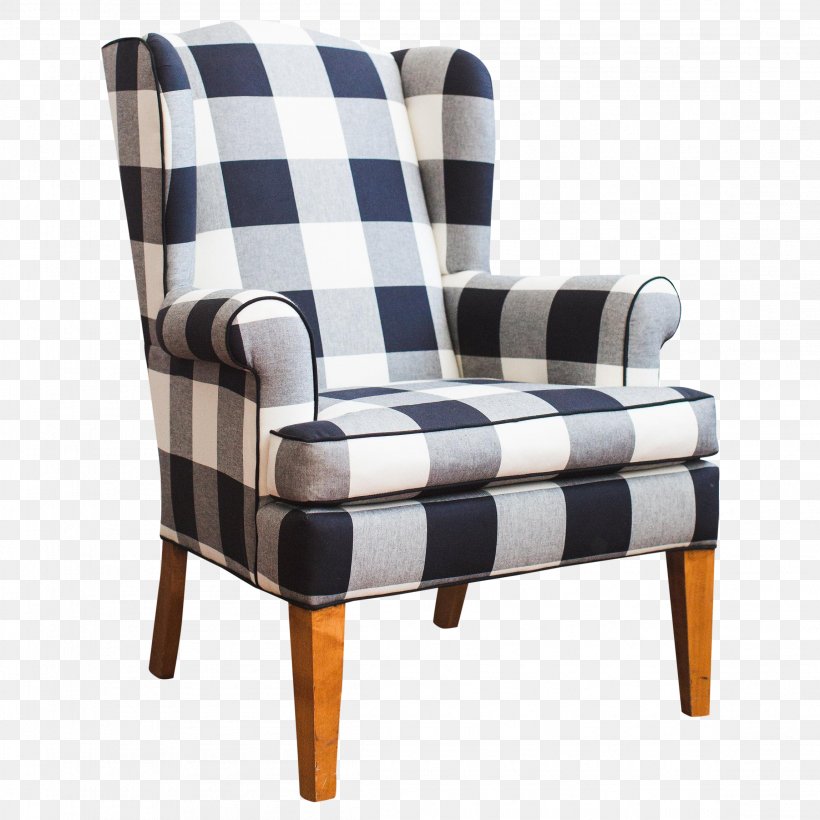 Wing Chair Check Slipcover Upholstery, PNG, 2298x2298px, Wing Chair, Armrest, Chair, Check, Club Chair Download Free