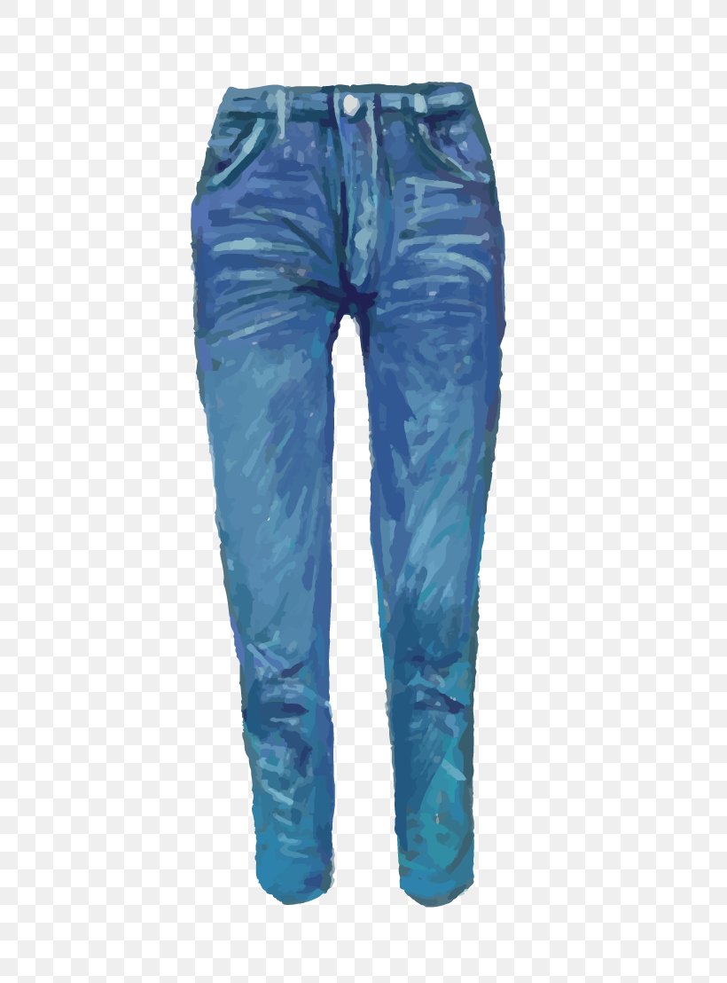 Jeans Denim Drawing Watercolor Painting, PNG, 562x1108px, Jeans, Blue, Clothing, Denim, Drawing Download Free