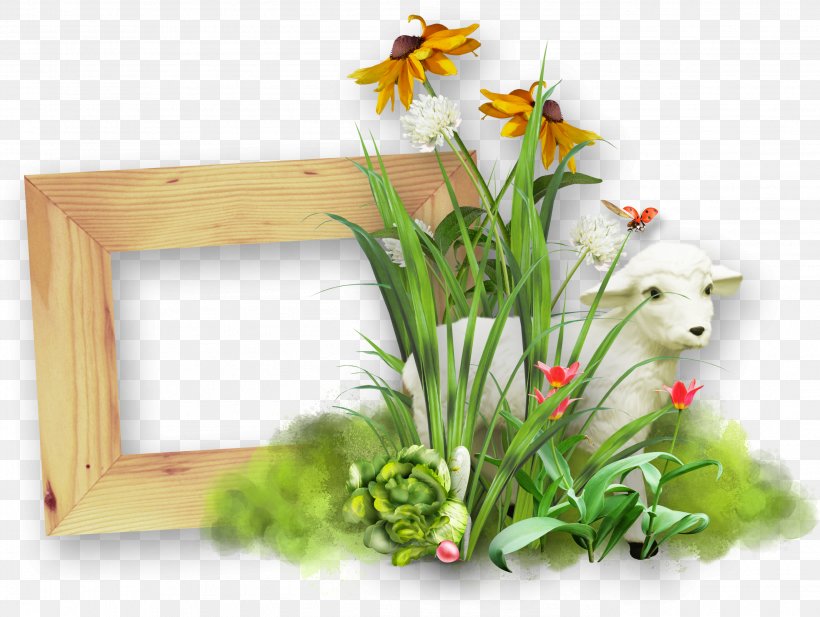 Sheep Paper Picture Frame Clip Art, PNG, 2786x2097px, Sheep, Flora, Floral Design, Floristry, Flower Download Free