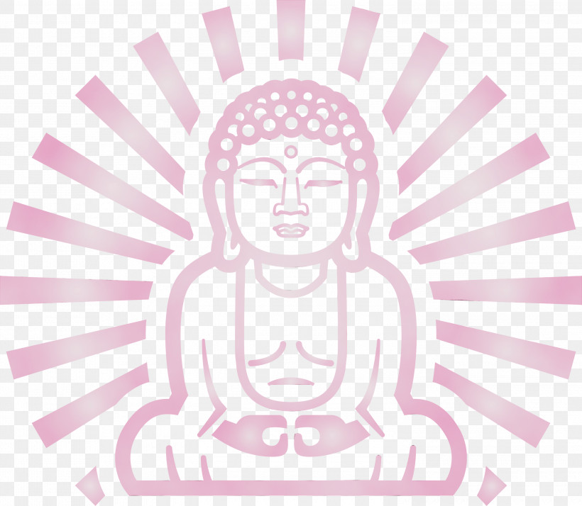 White Pink Head Meditation Logo, PNG, 3000x2614px, Buddha, Head, Logo, Meditation, Paint Download Free