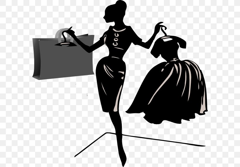 Clip Art Shopping Openclipart Image Woman, PNG, 600x572px, Shopping, Bag, Black, Black And White, Fictional Character Download Free