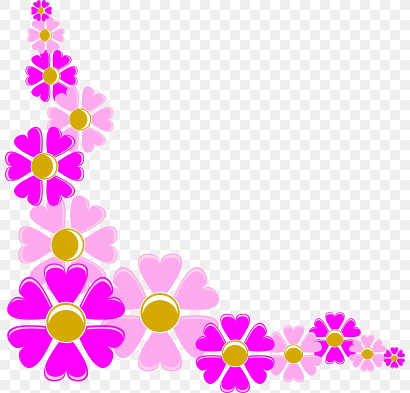 Pink Flowers Clip Art, PNG, 800x786px, Borders And Frames, Area, Color, Dahlia, Decorative Arts Download Free