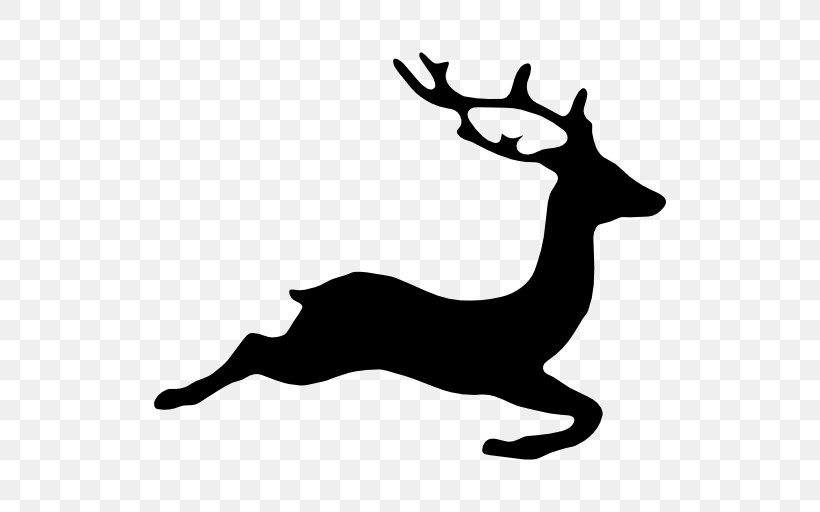 Deer Silhouette Drawing, PNG, 512x512px, Deer, Antler, Black And White, Drawing, Fauna Download Free