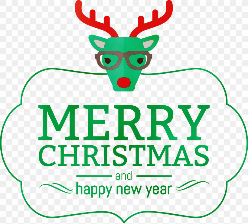 Reindeer, PNG, 3000x2718px, Green Christmas, Antler, Biology, Leaf, Logo Download Free