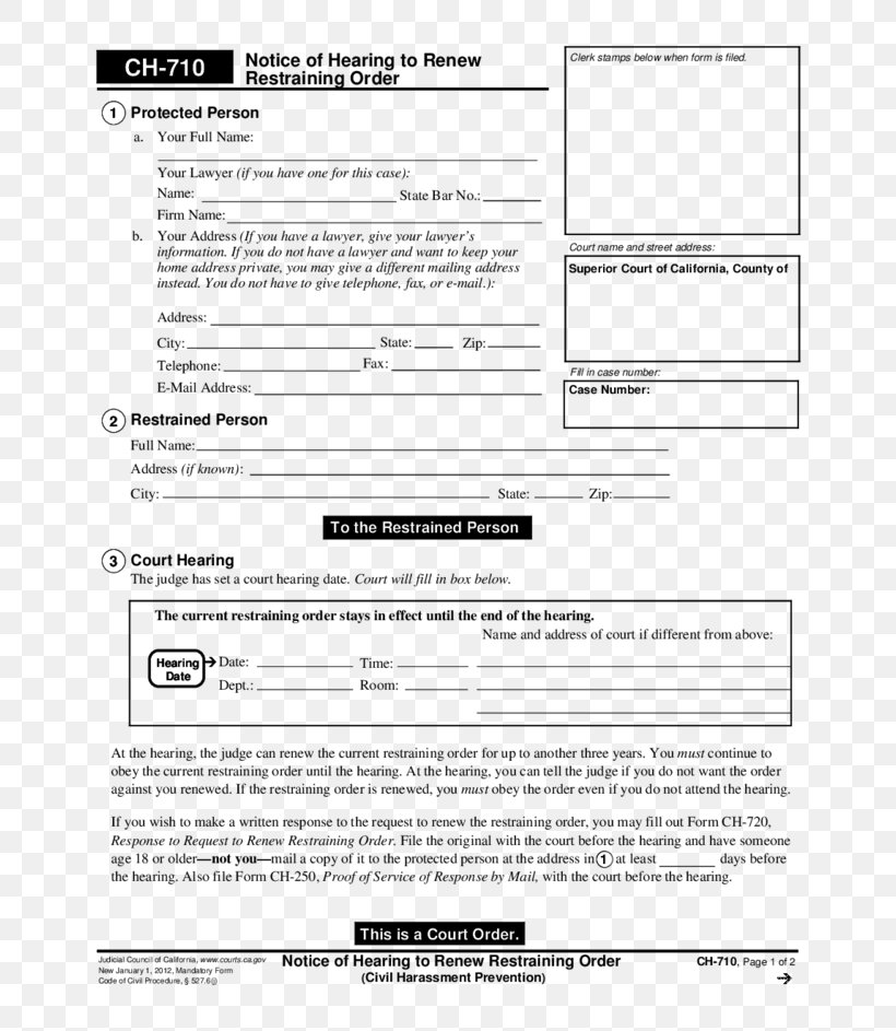 Document Form Civil Harassment Restraining Order Court, PNG, 728x943px, Document, Area, Black And White, Civil Law, Court Download Free