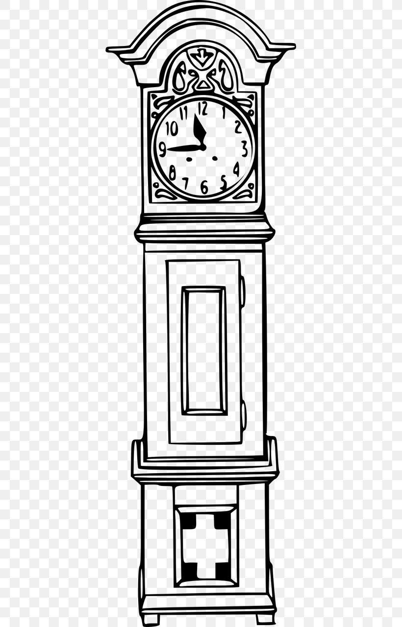 Floor & Grandfather Clocks Drawing Movement Coloring Book, PNG, 640x1280px, Floor Grandfather Clocks, Antique, Black And White, Clock, Color Download Free