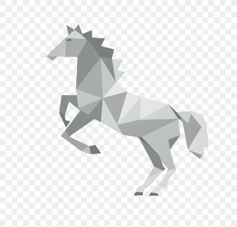 Horse Geometric Shape Geometry, PNG, 3343x3195px, Horse, Animal, Art, Black And White, Drawing Download Free