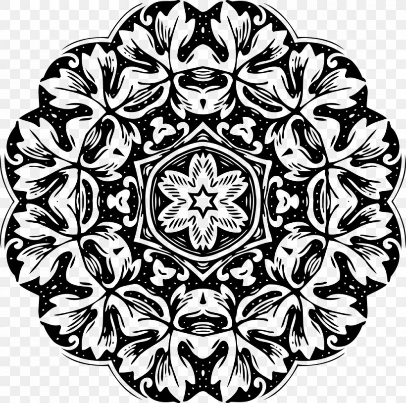 Black And White Floral Design Clip Art, PNG, 1000x993px, Black And White, Art, Drawing, Floral Design, Flower Download Free