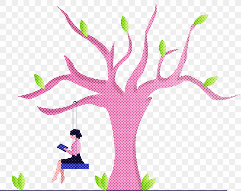 Tree Swing, PNG, 2999x2371px, Tree Swing, Branch, Flower, Line, Magenta Download Free