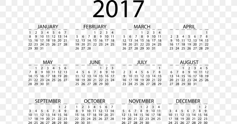 Calendar Clip Art, PNG, 624x429px, 2017, 2018, Calendar, Black And White, Brand Download Free
