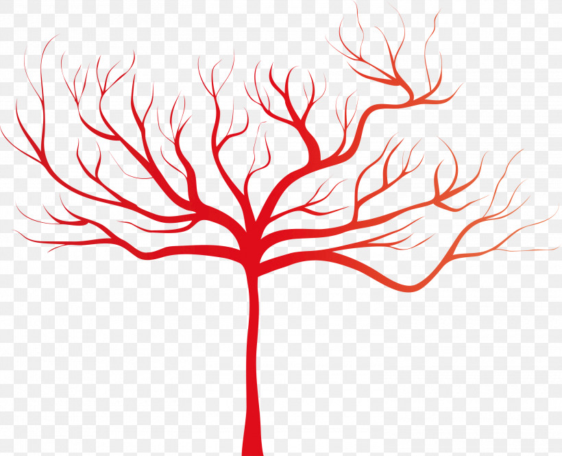 Red Leaf Tree Line Branch, PNG, 3000x2433px, Red, Branch, Leaf, Line, Line Art Download Free