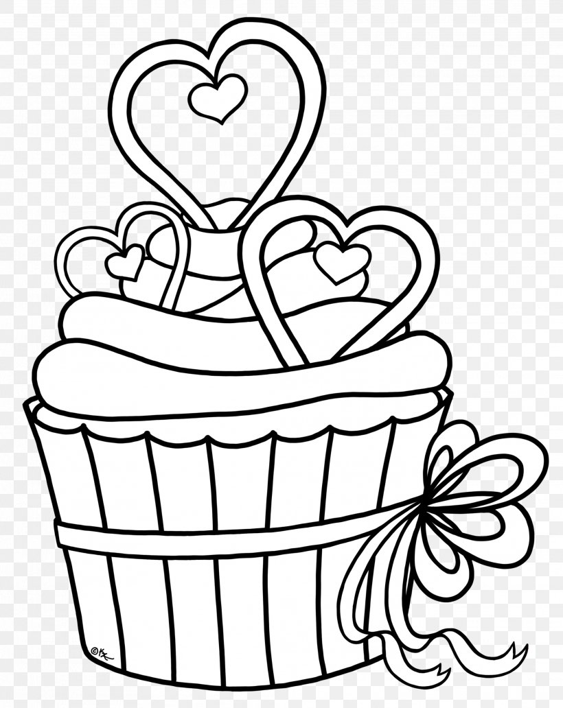 Cupcake Drawing Black And White Coloring Book Clip Art, PNG, 2077x2614px, Watercolor, Cartoon, Flower, Frame, Heart Download Free