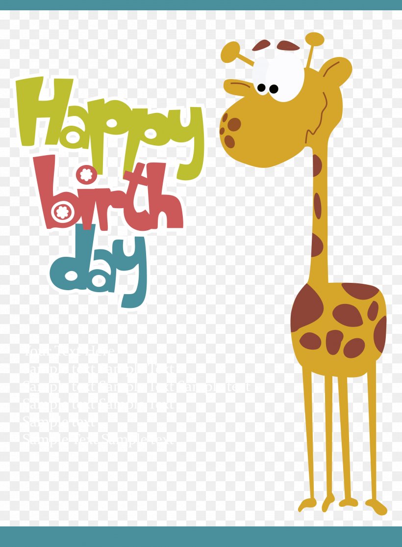 Happy Birthday Material, PNG, 2581x3508px, Birthday, Area, Cartoon, Clip Art, Giraffe Download Free