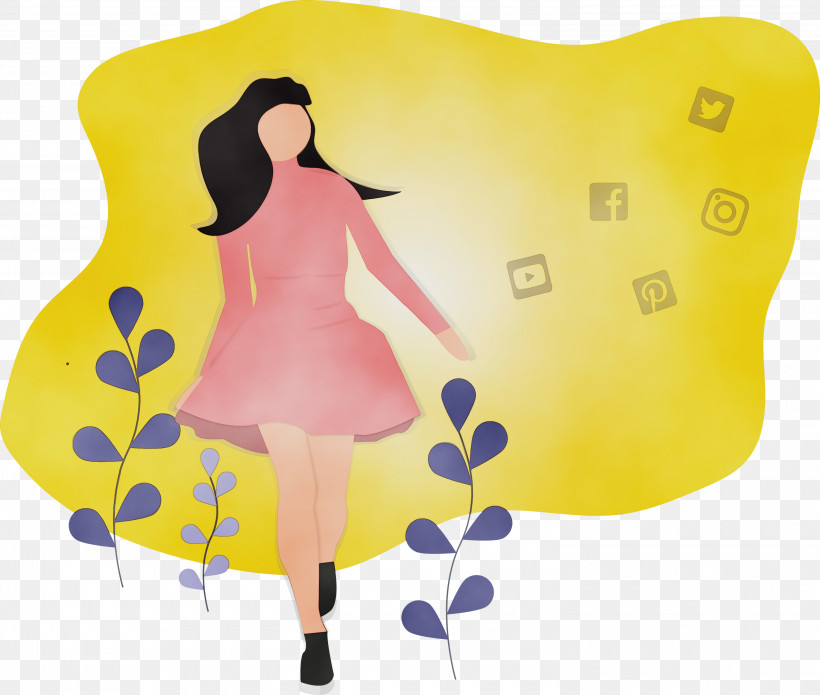 Yellow Cartoon Plant, PNG, 3000x2546px, Girl, Cartoon, Paint, Plant, Social Media Download Free