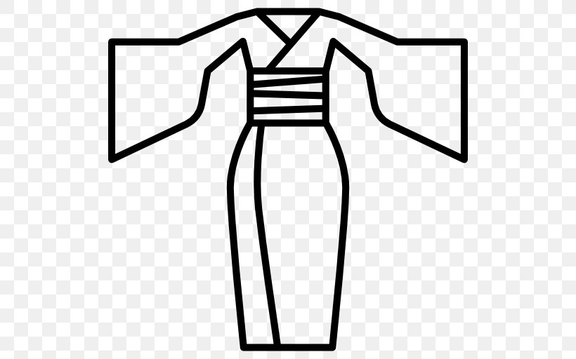 Kimono Robe Japanese Clothing Clip Art, PNG, 512x512px, Kimono, Area, Artwork, Black, Black And White Download Free