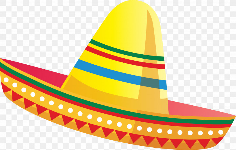 Mexican Elements, PNG, 3593x2300px, Mexican Elements, Line, Sombrero, Yellow Download Free