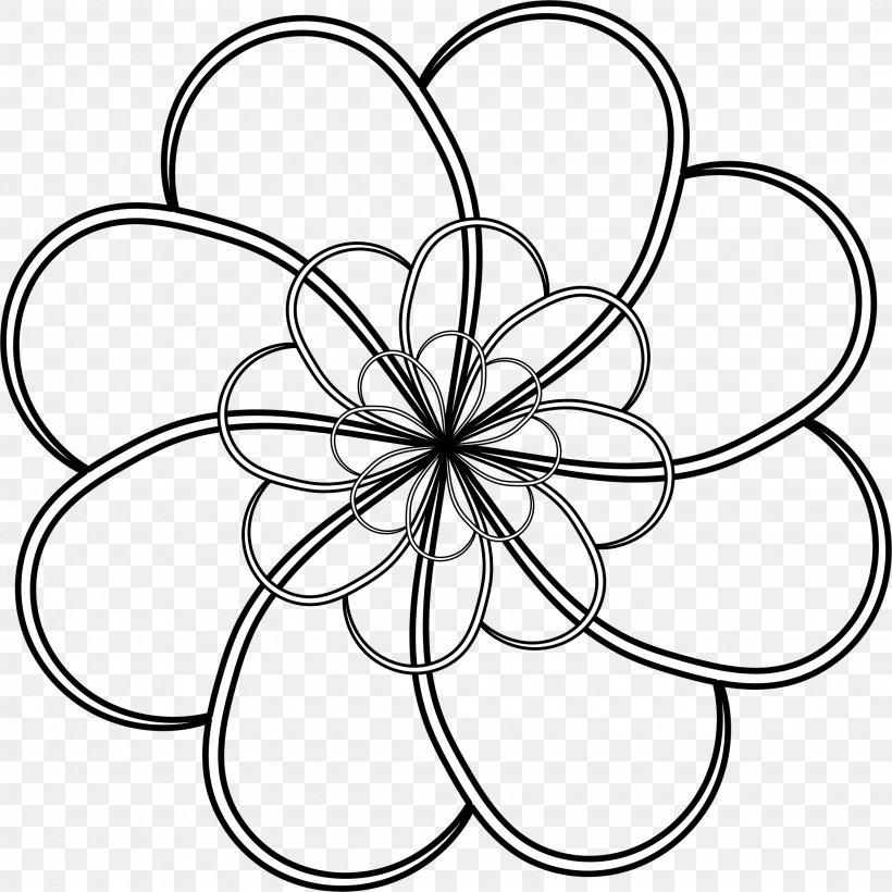 Black And White Flower Clip Art, PNG, 2252x2252px, Black And White, Bicycle Wheel, Drawing, Flower, Line Art Download Free