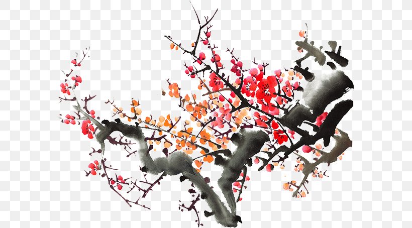 Ink Wash Painting Clip Art Image Watercolor Painting, PNG, 591x454px, Ink Wash Painting, Art, Blossom, Branch, Cherry Blossom Download Free