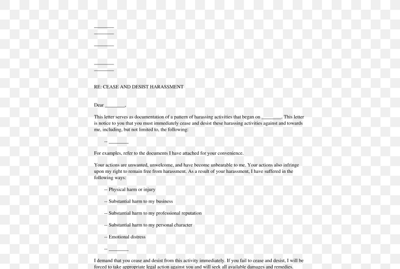 Cease And Desist Form Letter Template Harassment, PNG, 532x551px, Cease And Desist, Area, Behavior, Brand, Canada Download Free