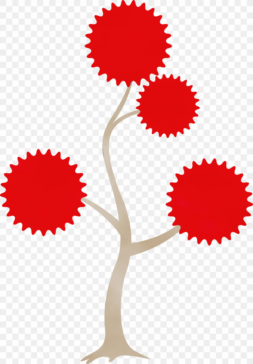 Red Plant Flower, PNG, 2087x3000px, Abstract Tree, Cartoon Tree, Flower, Paint, Plant Download Free