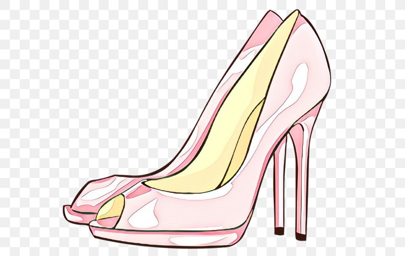Footwear High Heels Pink Basic Pump Yellow, PNG, 600x518px, Cartoon, Basic Pump, Court Shoe, Footwear, High Heels Download Free