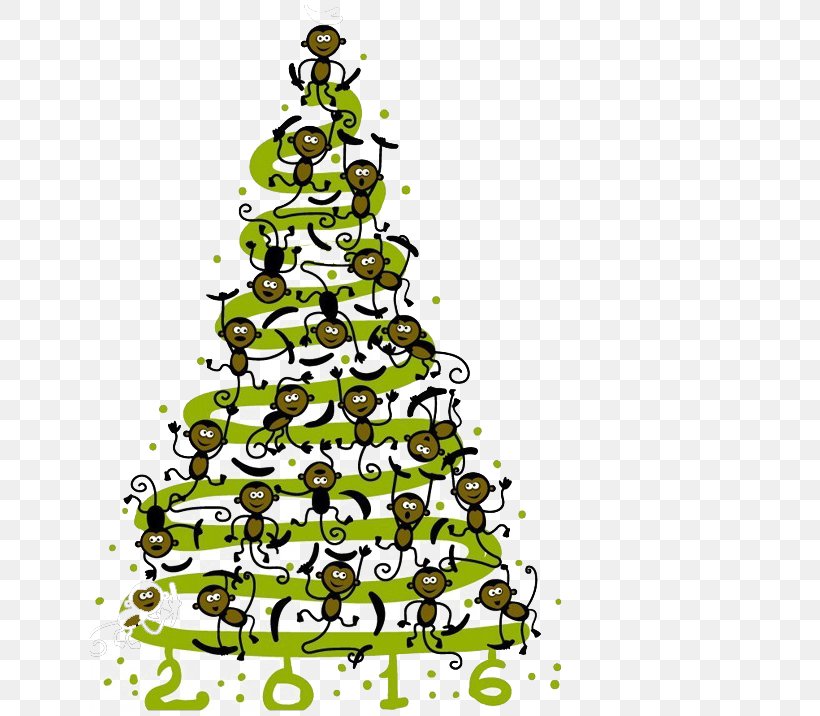 Monkey Christmas Tree Poster, PNG, 650x716px, Monkey, Branch, Cartoon, Christmas, Christmas Decoration Download Free