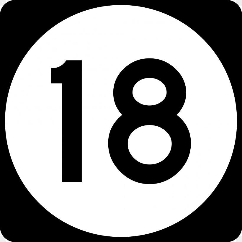 New Jersey Route 18 U.S. Route 18 Sanako Oy Number Clip Art, PNG, 2000x2000px, New Jersey Route 18, Area, Black And White, Brand, Eight Ball Download Free