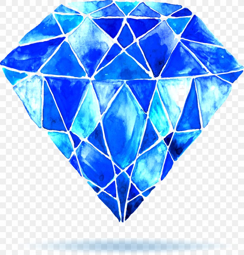 Watercolor Painting Diamond Stock Photography, PNG, 1300x1360px, Watercolor Painting, Blue, Blue Diamond, Cobalt Blue, Crystal Download Free