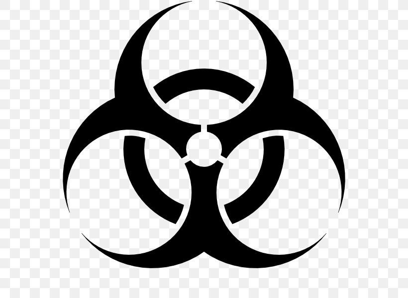 Biological Hazard Sign Hazard Symbol Biology, PNG, 600x600px, Biological Hazard, Artwork, Biology, Black And White, Hazard Download Free