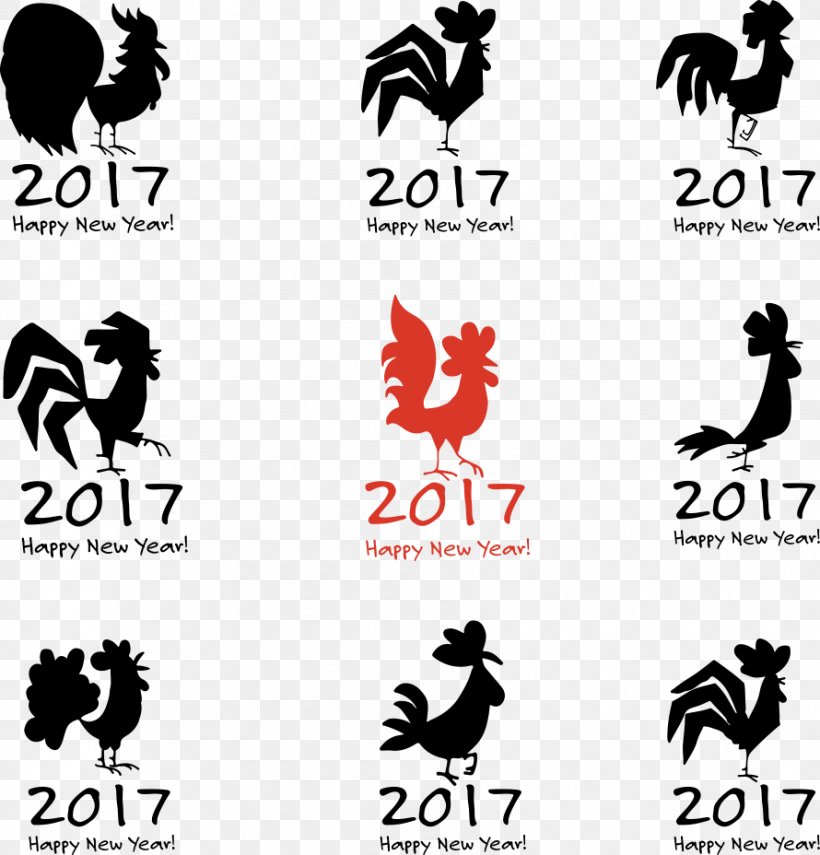 Chinese New Year Rooster Chinese Zodiac Illustration, PNG, 890x928px, Rooster, Advertising, Art, Black And White, Brand Download Free