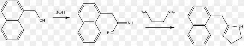 Naphazoline Chemistry Chemical Synthesis Chemical Reaction 2-Imidazoline, PNG, 2671x511px, Naphazoline, Black And White, Brand, Chemical Reaction, Chemical Synthesis Download Free
