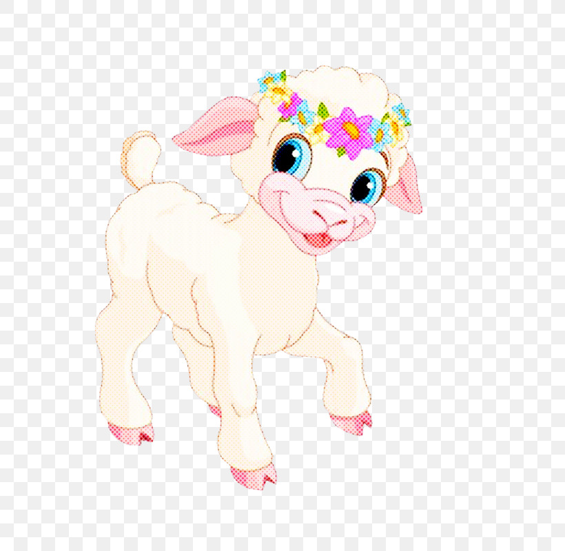Cartoon Pink Puppy Fawn Working Animal, PNG, 800x800px, Cartoon, Animal Figure, Fawn, Goats, Pink Download Free