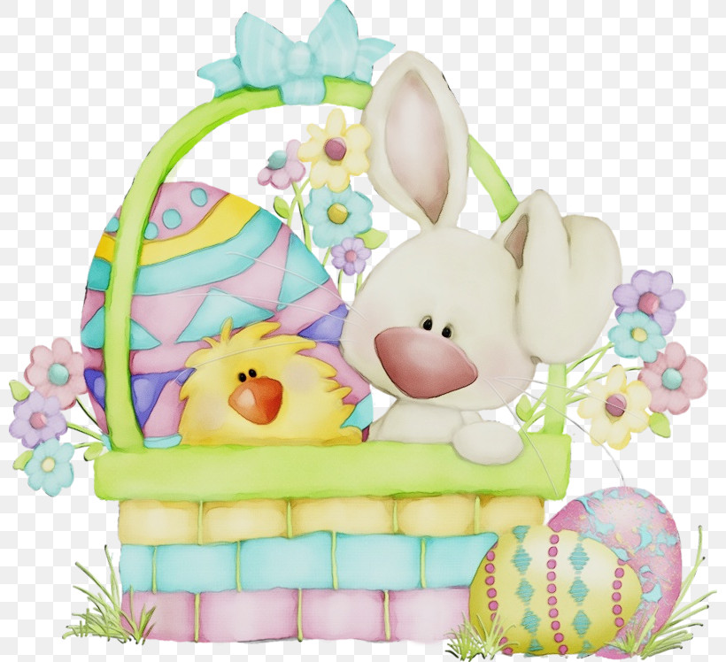 Easter Bunny, PNG, 800x748px, Watercolor, Basket, Easter Bunny, Easter Egg, Egg Download Free