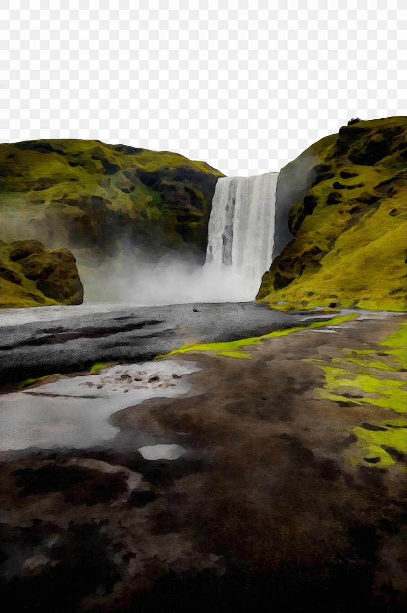 Waterfall, PNG, 864x1300px, Watercolor, Body Of Water, Landscape, Natural Landscape, Nature Download Free