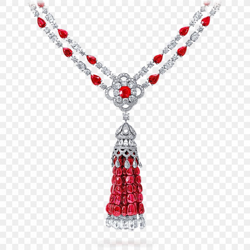 Jewellery Necklace Fashion Accessory Red Body Jewelry, PNG, 2000x2000px, Watercolor, Body Jewelry, Fashion Accessory, Gemstone, Jewellery Download Free